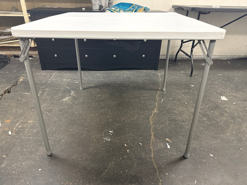 Mainstays 34" Square Resin Fold-in-Half Table, White - new