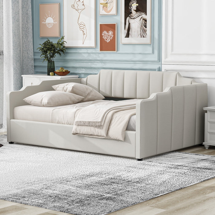 Euroco Modern Upholstered Full Size Daybed, Lift up Storage Bed for Kids Teens, White - open_box
