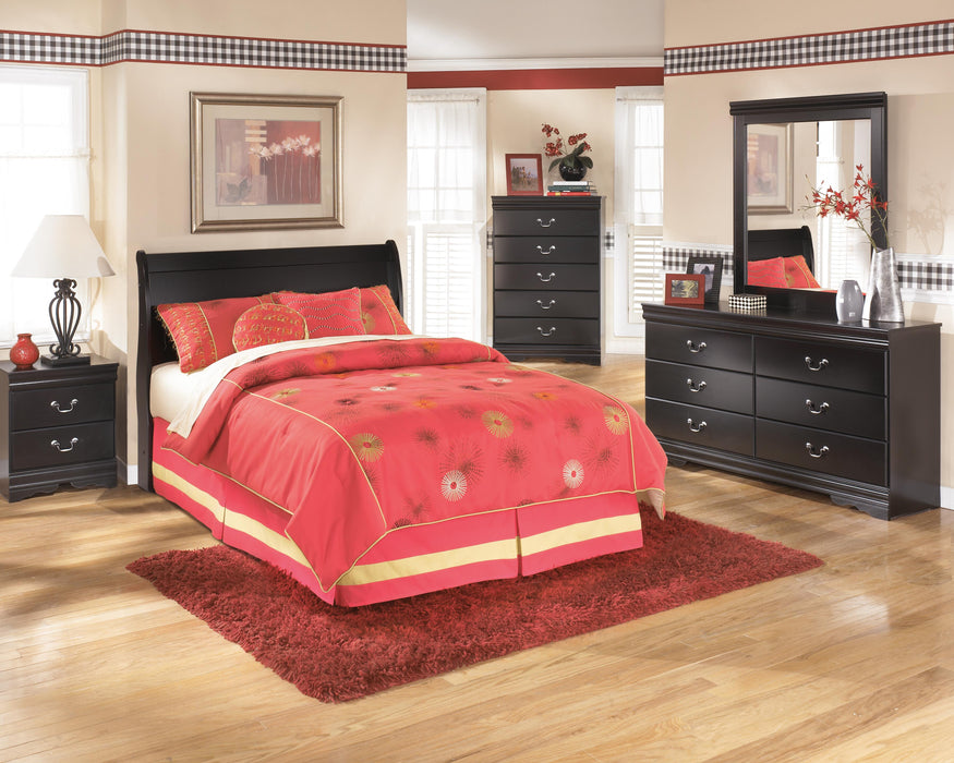 Huey Vineyard Black Sleigh Headboard Bedroom Collection