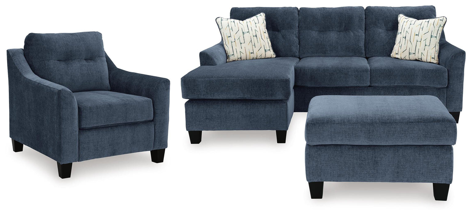 Amity Bay Ink Amity Bay Sofa Chaise, Chair, and Ottoman
