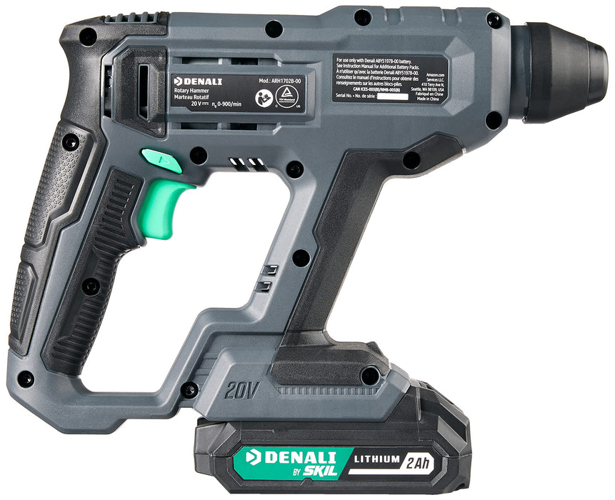 Amazon Brand - Denali by SKIL 20V Cordless Rotary Hammer Kit with 2.0Ah Lithium Battery and 2.4A Charger, Blue - open_box