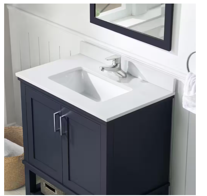Tupelo 30 in. Single Sink Midnight Blue Bath Vanity with White Engineered Stone Top (Assembled) - open_box