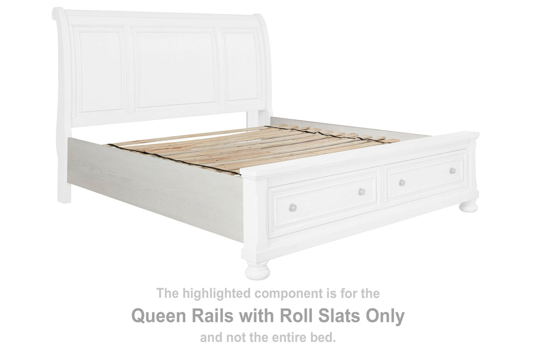Robbinsdale Antique White Queen Rails with Roll Slats