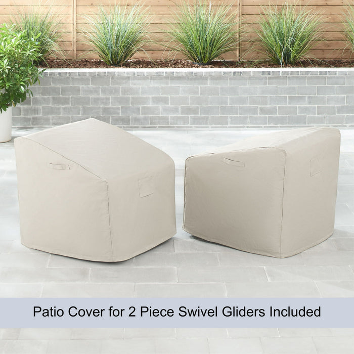 Better Homes & Gardens River Oaks Outdoor Swivel Gliders with Patio Covers, Set of 2, Natural - new