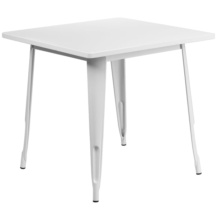 Flash Furniture Felix Commercial Grade 31.5" Square White Metal Indoor-Outdoor Table - new