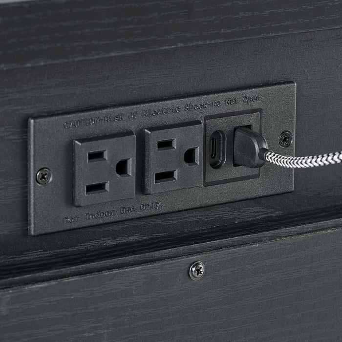 Better Homes & Gardens Lillian Fluted 2-Drawer Nightstand with USB, Black Wood Finish - new