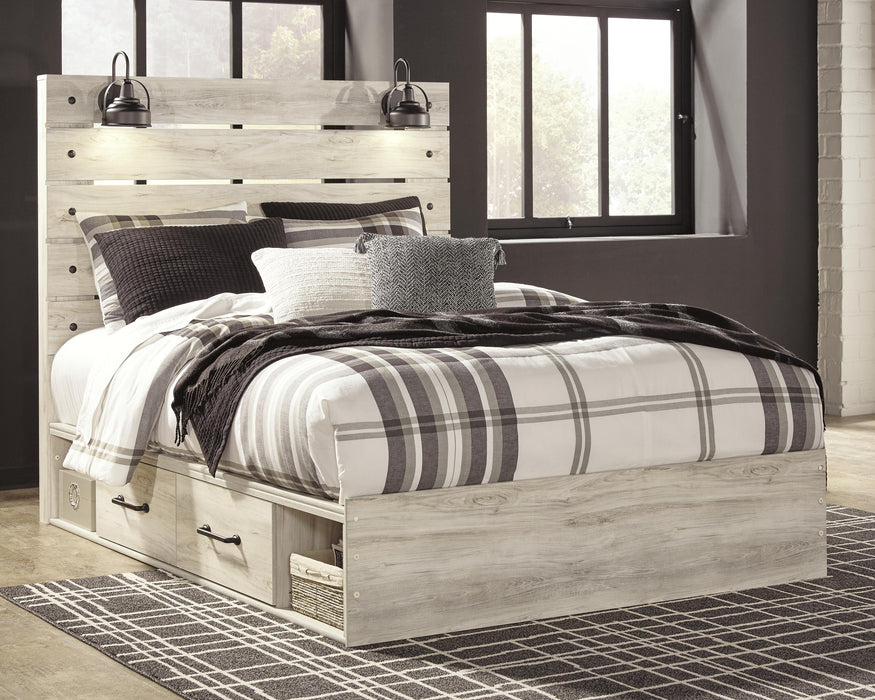 Cambeck Whitewash Cambeck Queen Panel Bed with 4 Storage Drawers