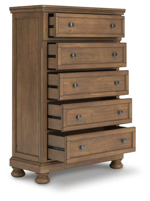Vandenmore Medium Brown Five Drawer Chest