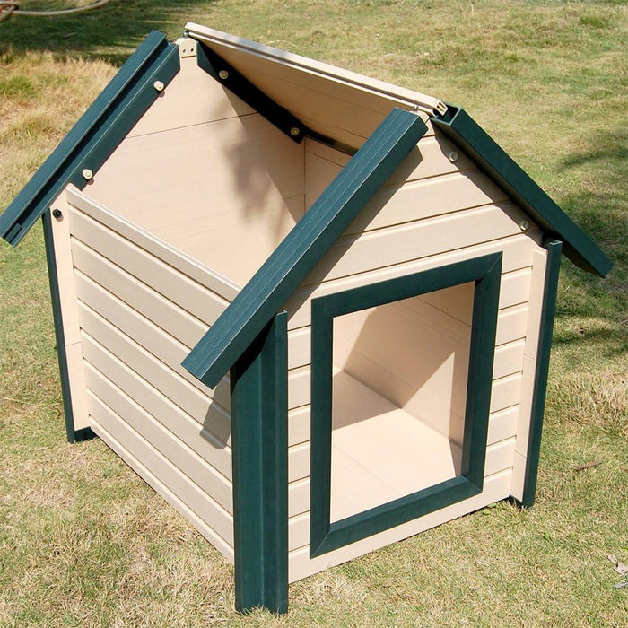 New Age Pet ECOFLEX Bunk Style Dog House, Large, Weatherproof and Easy to Clean, Elevated Floor for Ventilation, Quick Assembly, for Pets Up to 80lbs - open_box