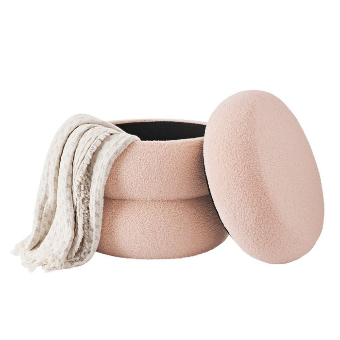 Mainstays Boucle Cloud Storage Ottoman, Blush - new