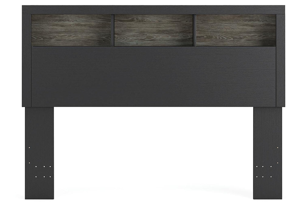 Jonnifer Black/Gray Queen Bookcase Headboard