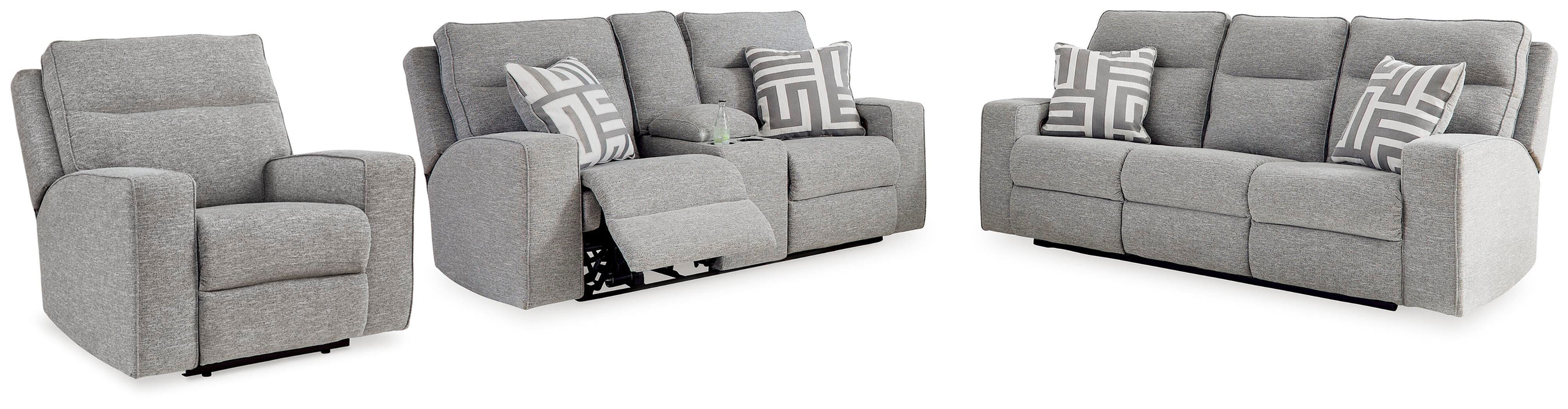 Biscoe Pewter Biscoe Sofa, Loveseat and Recliner