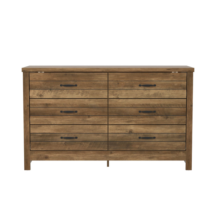 Lancaster Wood 6 Drawer Dresser, Knotty Oak, by Hillsdale Living Essentials - new