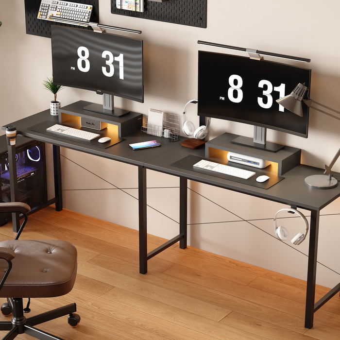 GTRACING L-Shaped Gaming Desk with RGB Light and Removable Storage Stands, Black - open_box