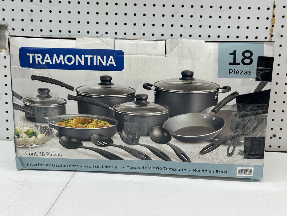 Tramontina Primaware 18 Piece Non-stick Cookware Set, Steel Gray - new