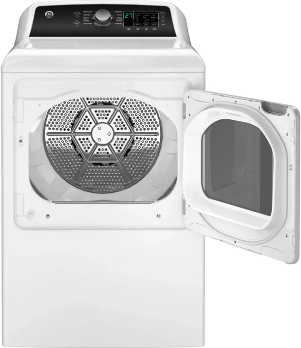 GE - 7.4 Cu. Ft. Gas Dryer with Sensor Dry - White with Matte Black - display_model