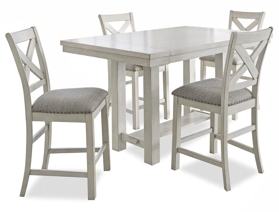 Robbinsdale Antique White Robbinsdale Counter Height Dining Table and 4 Barstools