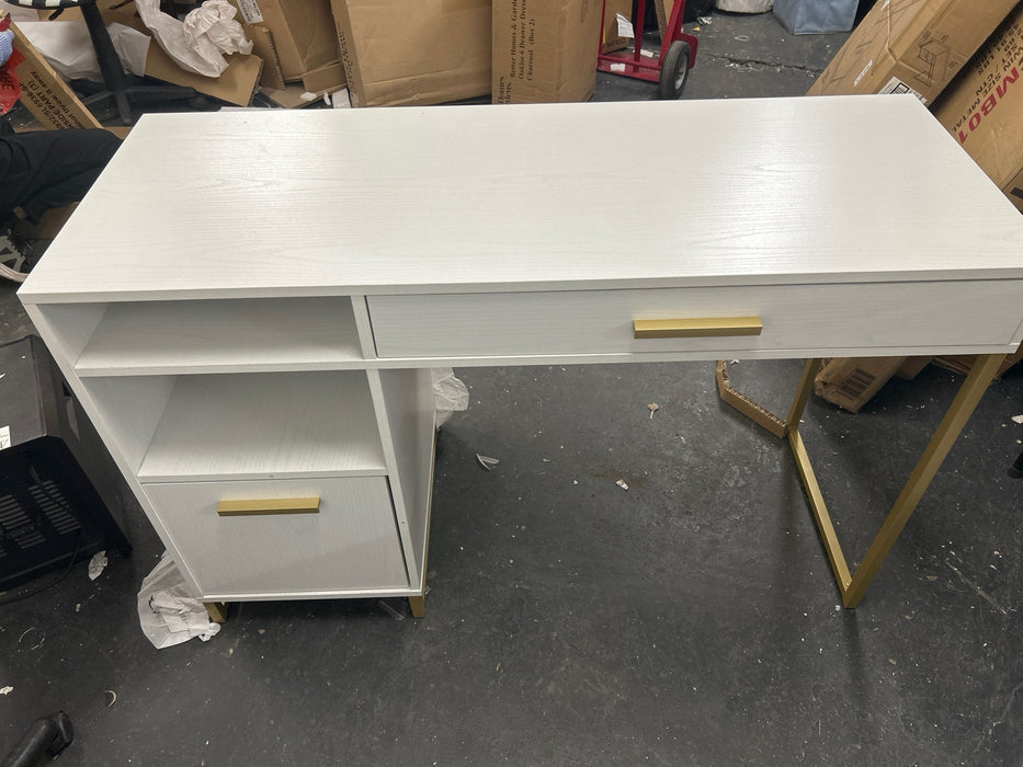 Mainstays Wood & Metal Writing Desk with 1 Drawer and 1 Door for Teen Adult,29.92 in, White Finish. - new