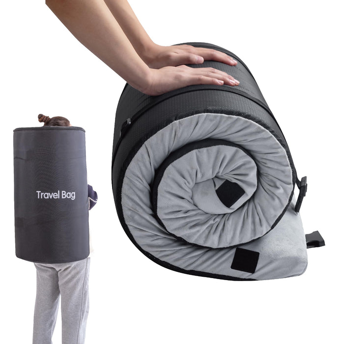 Memory Foam Camping Mattress 2.5 inch, Twin Portable Roll Up Camping Sleep Topper with Waterproof and Non-Slip Bottom, Camping Car Mat with Travel Bag, 75"×38"×2.5", Grey - new