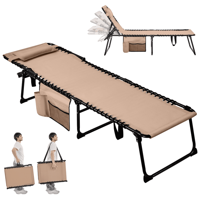 Renwick Outdoor Folding Tanning Chair with 5 Back Position, Beige - open_box