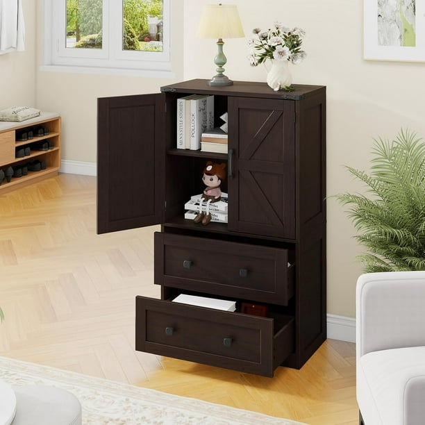 Vabches Modern Kitchen Pantry Storage Cabinet with 2 Adjustable Shelves, 2 Large Drawers & 2 Side Door, Versatile Bathroom Storage Cabinet for Kitchen, Dining Room, Living Room - new