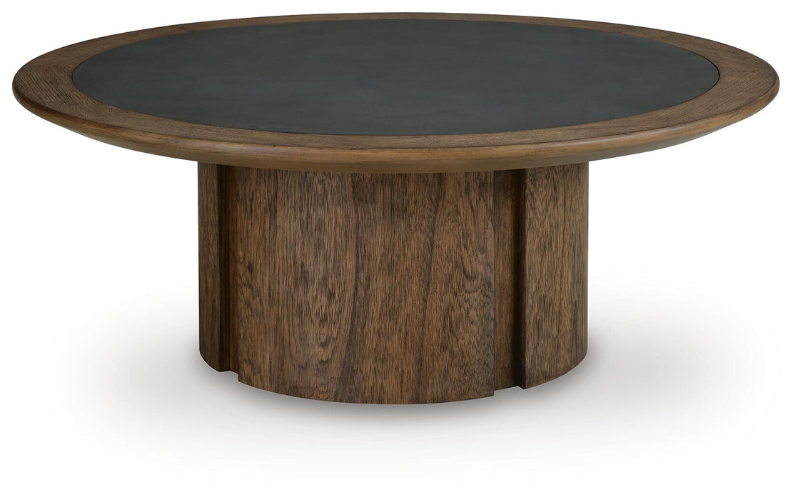 Dontayne Warm Brown Round Cocktail Table