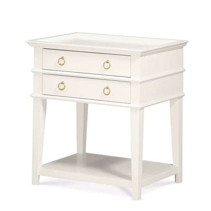 Comfort Pointe Clara Nightstand White: Recessed Top, 2 Drawers, Open Shelf, Painted MDF, Wood Frame - new