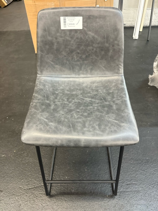 (SET OF 2) Bowden Faux Leather Counter Height Barstool Dark Gray - Threshold: Upholstered, Metal Legs - new