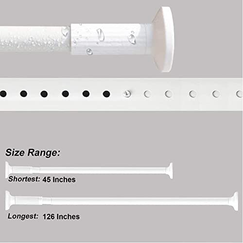 VICKERT Spring Tension Rod,Room Divider Tension Curtain Rod, Shower Curtain Rods,Windows Curtain Rods,45-126", No Drilling, Non-Fall Down Spring Tension Rod,Adjustable Room Divider for Bathroom - new