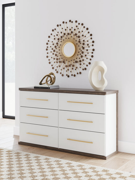 Mazilar Brown/White Six Drawer Dresser
