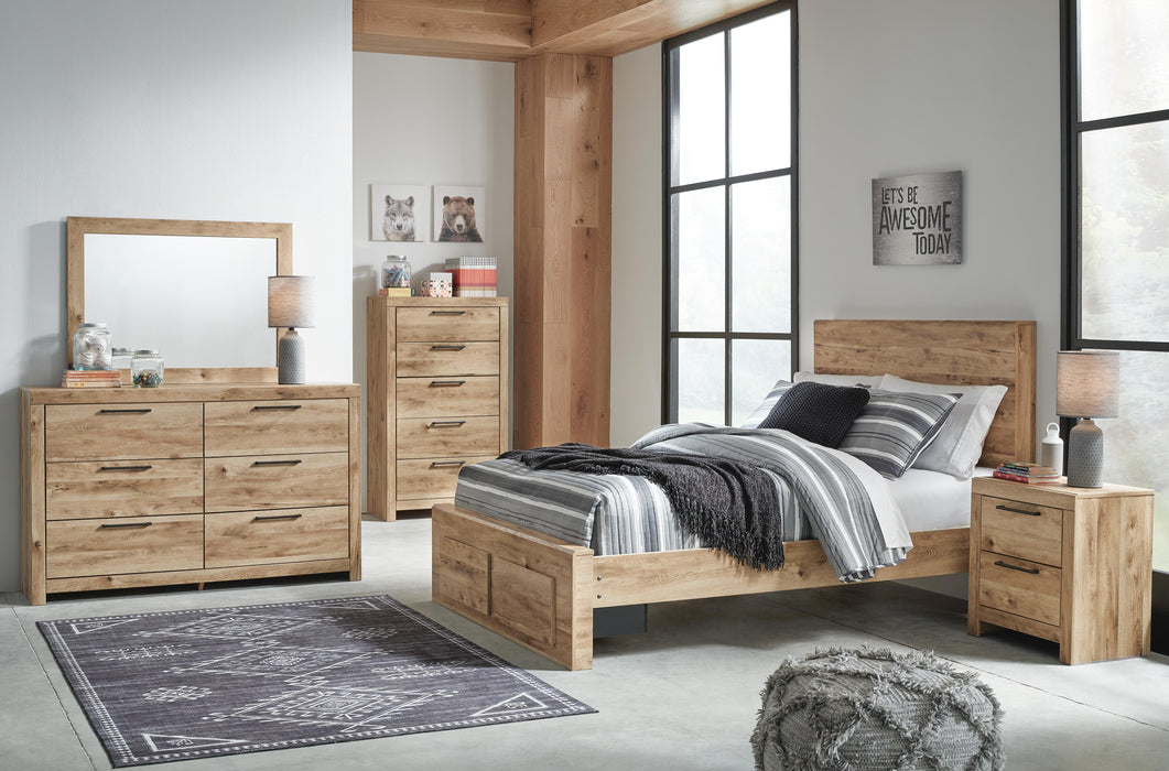 Hyanna Tan Brown Hyanna Full Panel Storage Bed, Dresser, Mirror, Chest and Nightstand - Brand New