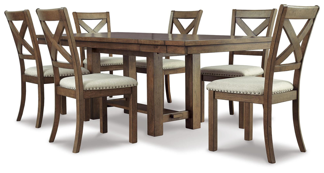 Moriville Grayish Brown Moriville Dining Table and 6 Chairs - Brand New