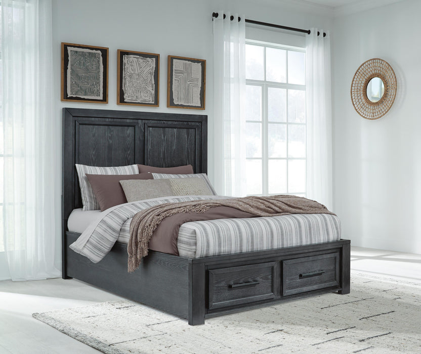 Foyland Black/Brown Foyland Queen Panel Storage Bed