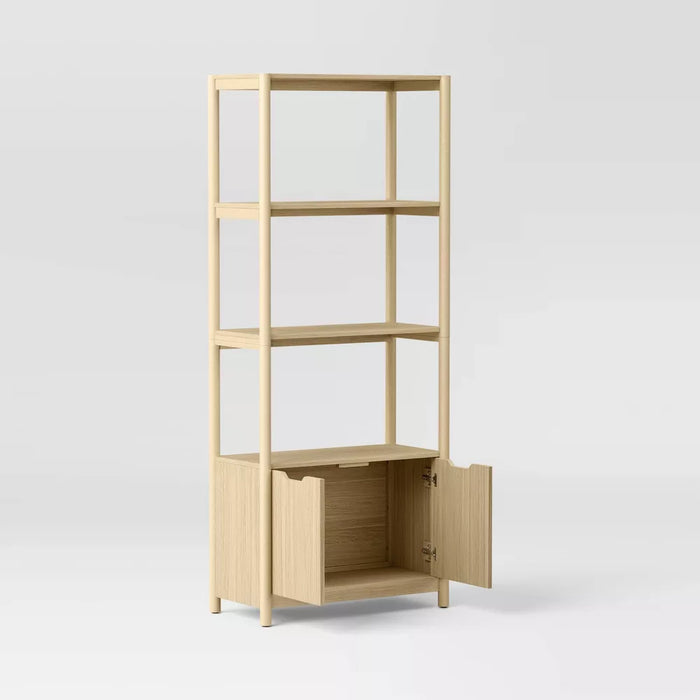 72.25" Scandi Bookcase with Three Shelves And Cabinet Storage Natural - Room Essentials™