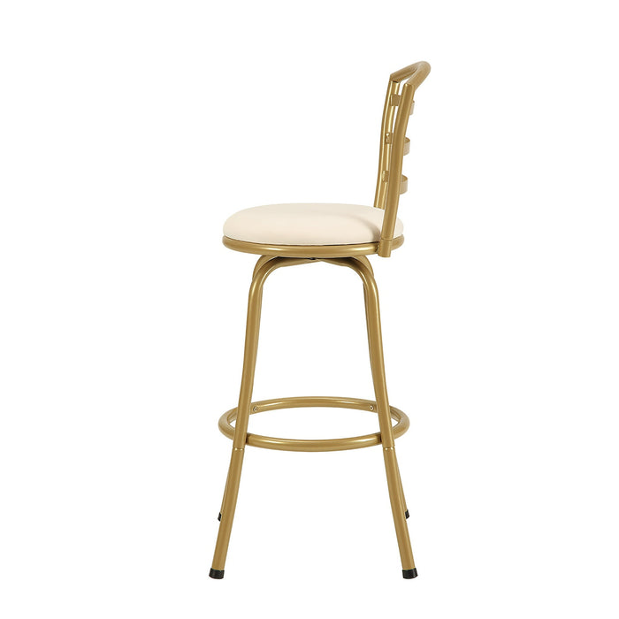Mainstays 3 Pack Indoor Adjustable 24" or 29" Swivel Gold Metal Barstool, Cream Seat - new