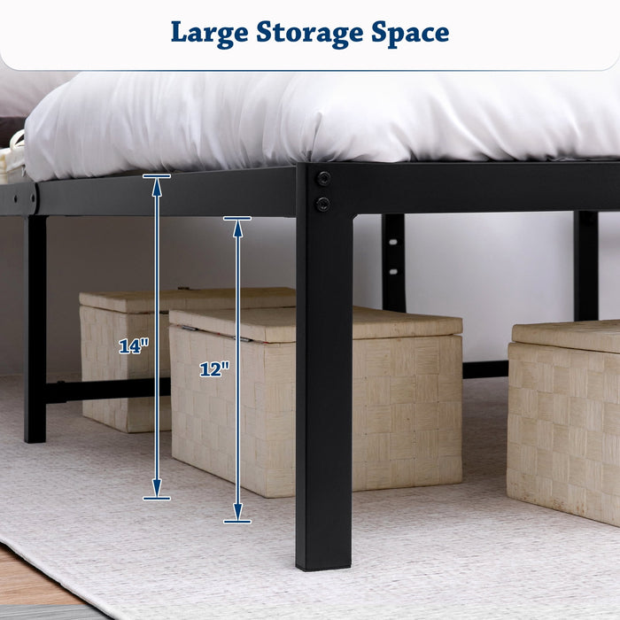 Lusimo Twin Bed Frame No Box Spring Needed 14 inch Heavy Duty Metal Platform Bed Frame Twin Size Anti Slip Support Easy Lock Assembly, Black - new