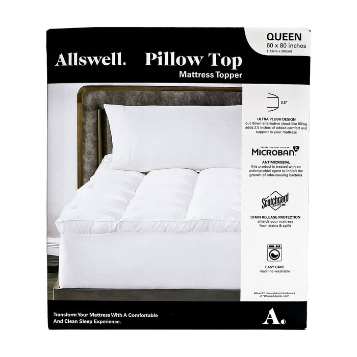 Allswell Ultra Plush Pillow Top Mattress Topper, Queen