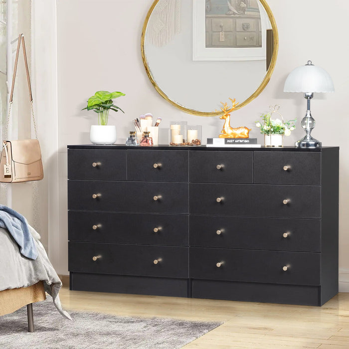 UBesGoo 5 Drawer Wood Dresser for Bedroom, Chest of Drawers, Storage Organization Unit for Clothing, Black - new