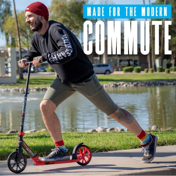 Folding Commuter Kick Scooter for Adults and Teens – Adjustable Handlebar – Big 200mm Wheels – Lightweight Durable Frame – Madd Gear Red Kruzer 200kkk - new