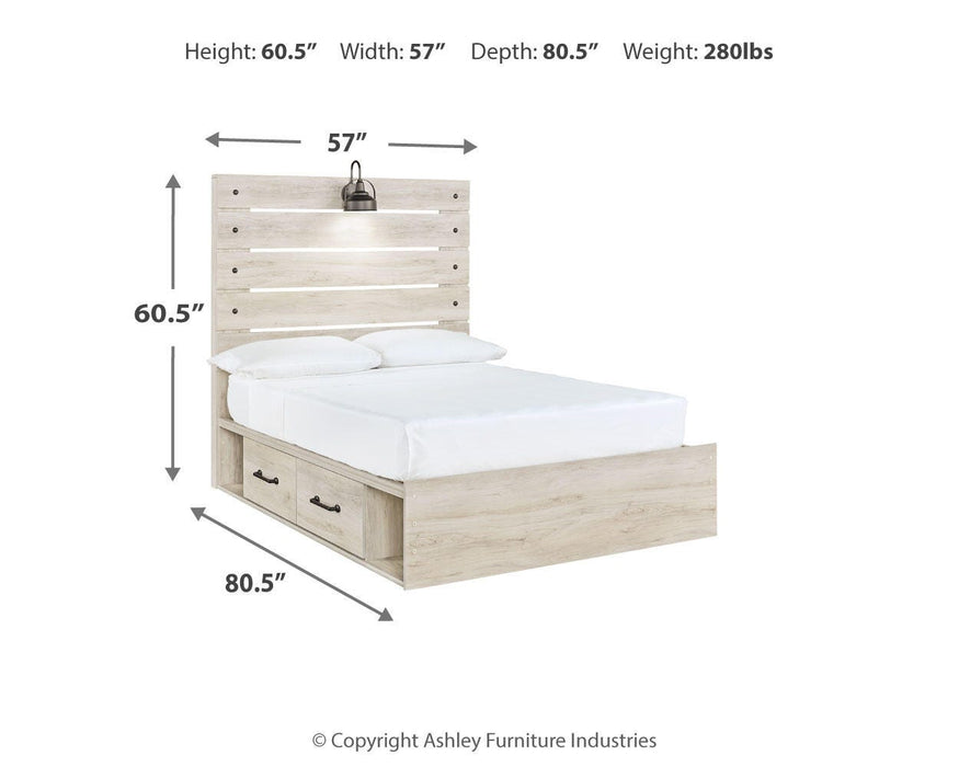 Cambeck Whitewash Cambeck Full Panel Bed with 4 Storage Drawers