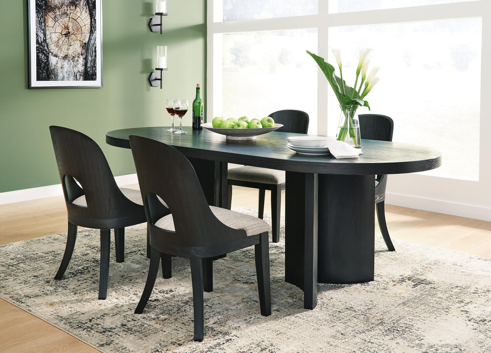 Rowanbeck Black Rowanbeck Dining Table and 4 Chairs