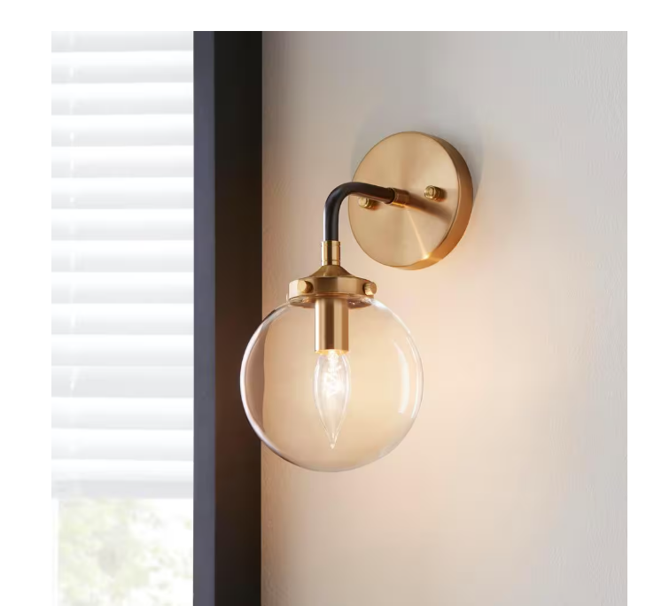 1-Light Matte Black and Antique Gold Wall Sconce - open_box