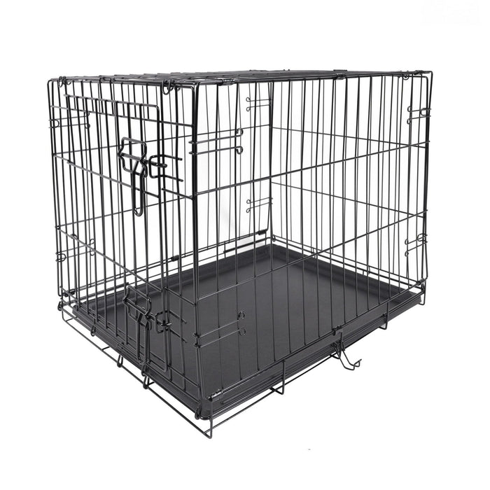 Vibrant Life Foldable 24" Metal Dog Training Crate with Divider Panel and Leak-Proof Tray