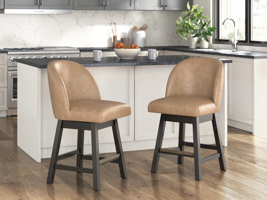Neymorton Dark Grayish Brown UPH Swivel Barstool (Priced Per Item, Must Order 2, 4, 6, or 8) - Brand New