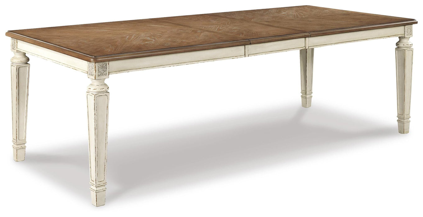Realyn Chipped White RECT Dining Room EXT Table - Brand New