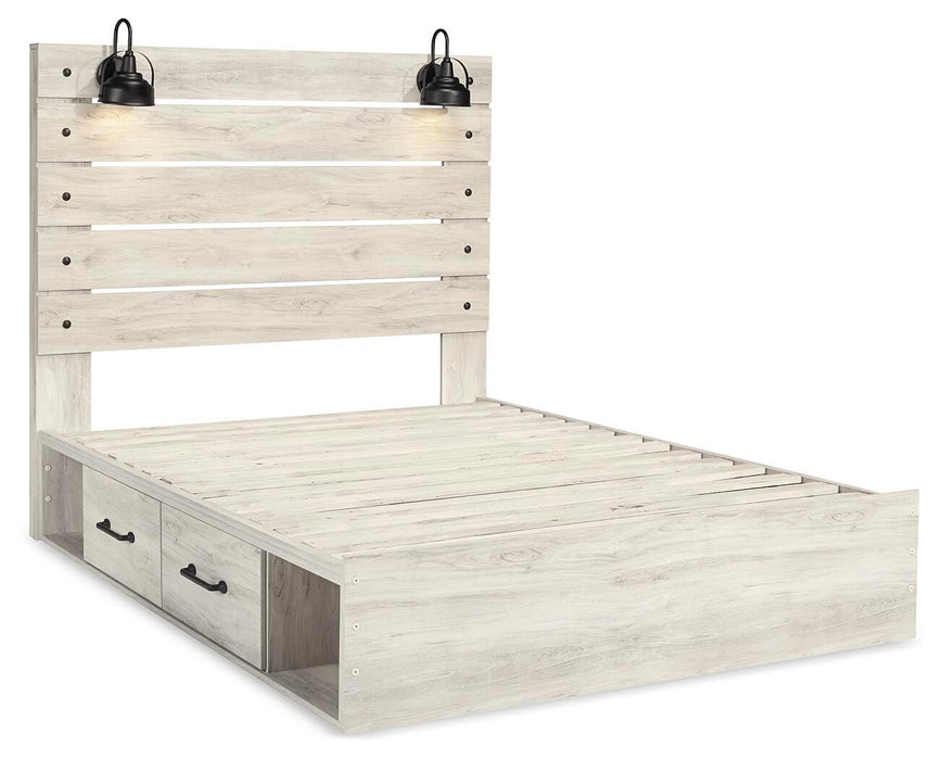 Cambeck Whitewash Cambeck Queen Panel Bed with 2 Storage Drawers