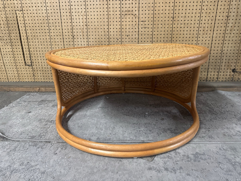 bali & pari Eldon Boho Coffee Table, Handwoven Natural Rattan, Honey - new