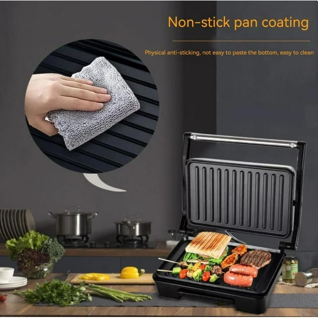 SOKANY Indoor Grill, Panini Press, Sandwich Maker with Indicator Lights, 850 Watt Electric Panini Press, Sandwich Press, Non-Stick Coated Plates, Cool Touch Handle, SK-223 - open_box
