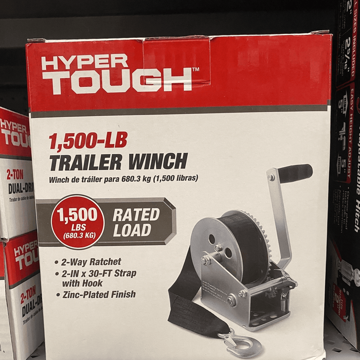 Hyper Tough Automotive Carbon Steel 1500 lbs Trailer Winch - new