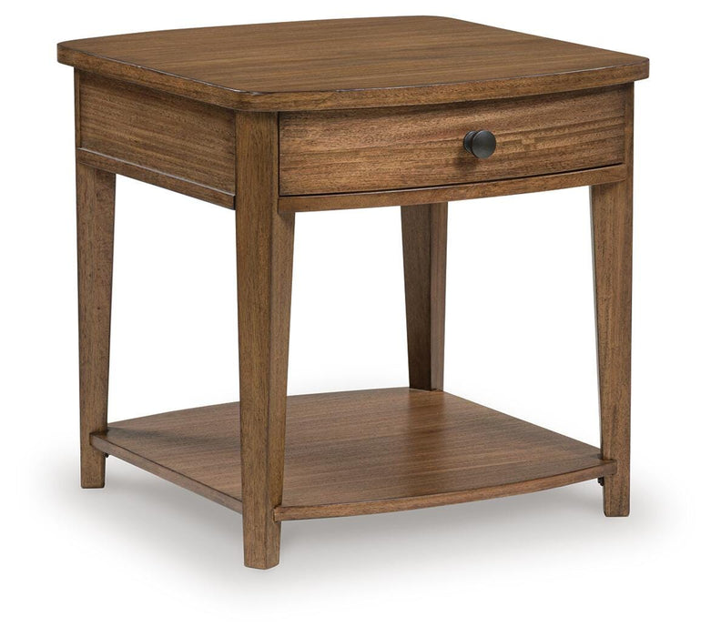 Burkbyer Brown Rectangular End Table